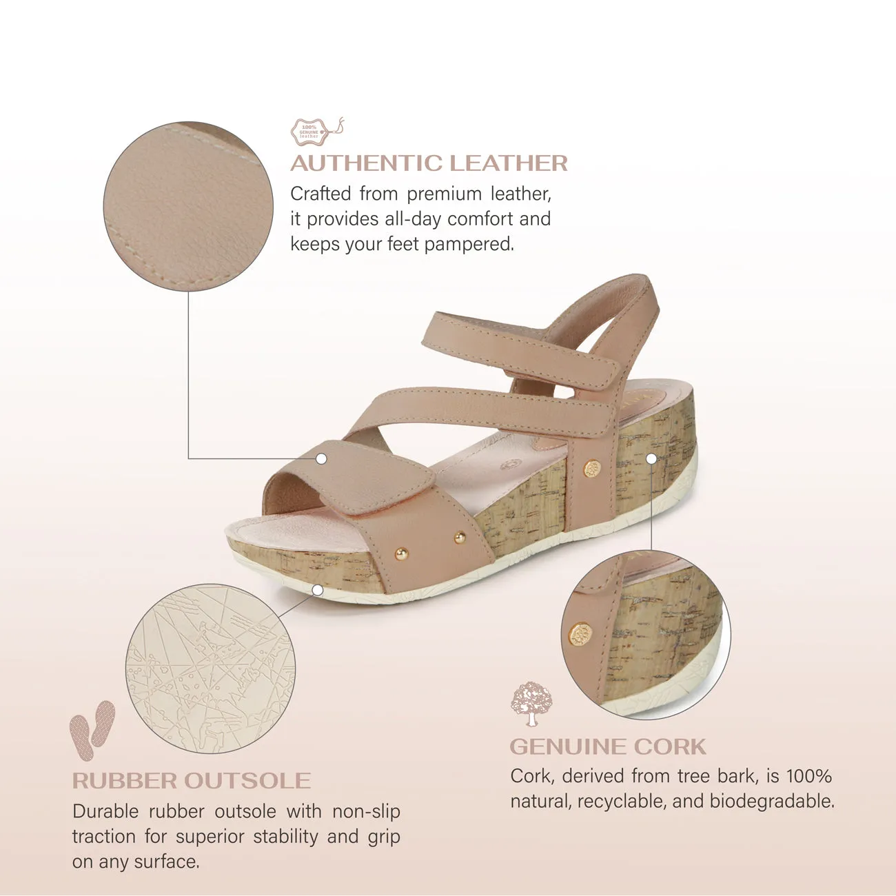 Formentera 2.0 Adjustable Straps Wedge Sandals (Nude)