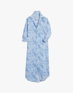 Frank & Eileen Rory Maxi Shirtdress in Blue Floral (Italian Classic Linen)