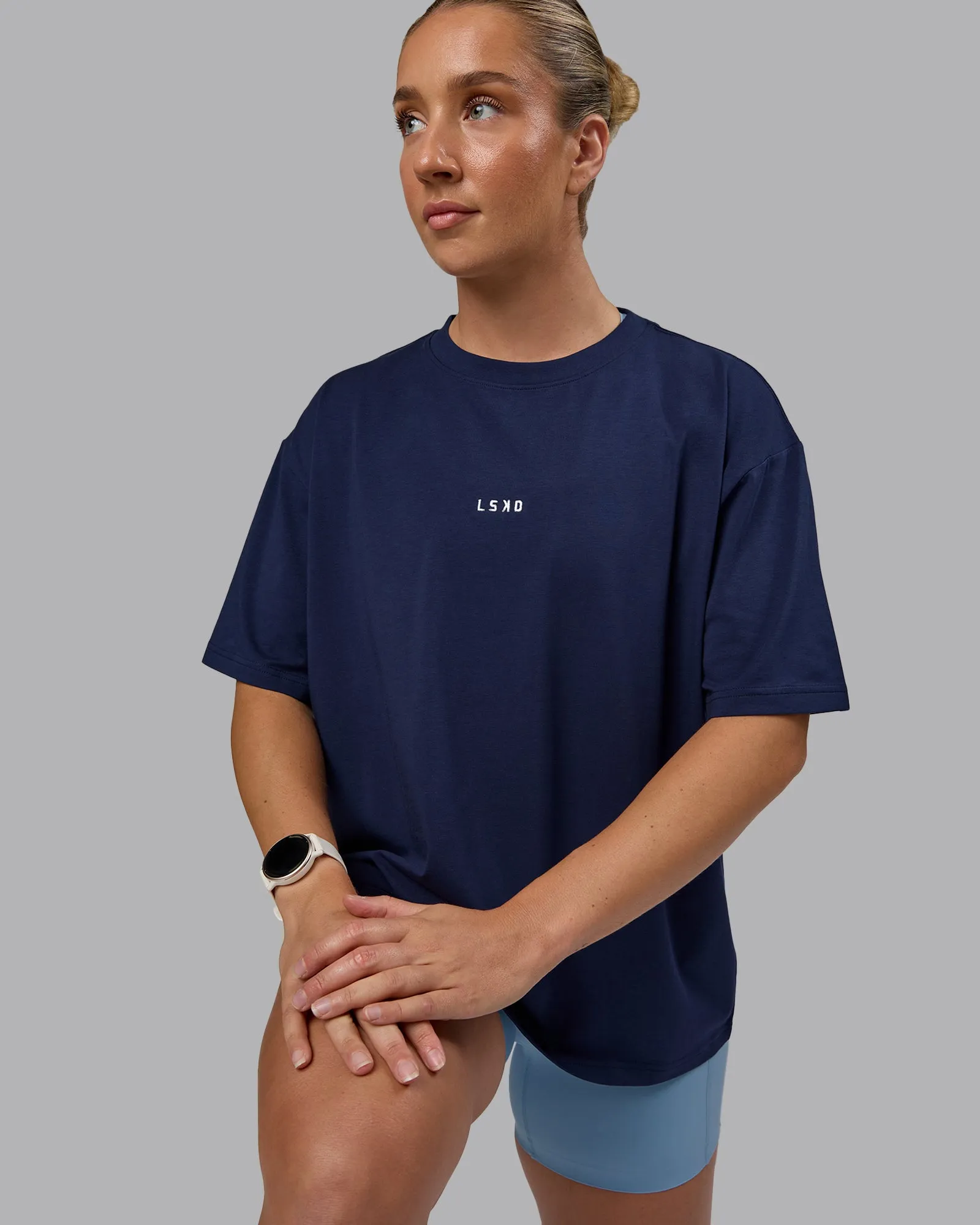 Go-To FLXCotton Oversized Tee - Future Navy-White