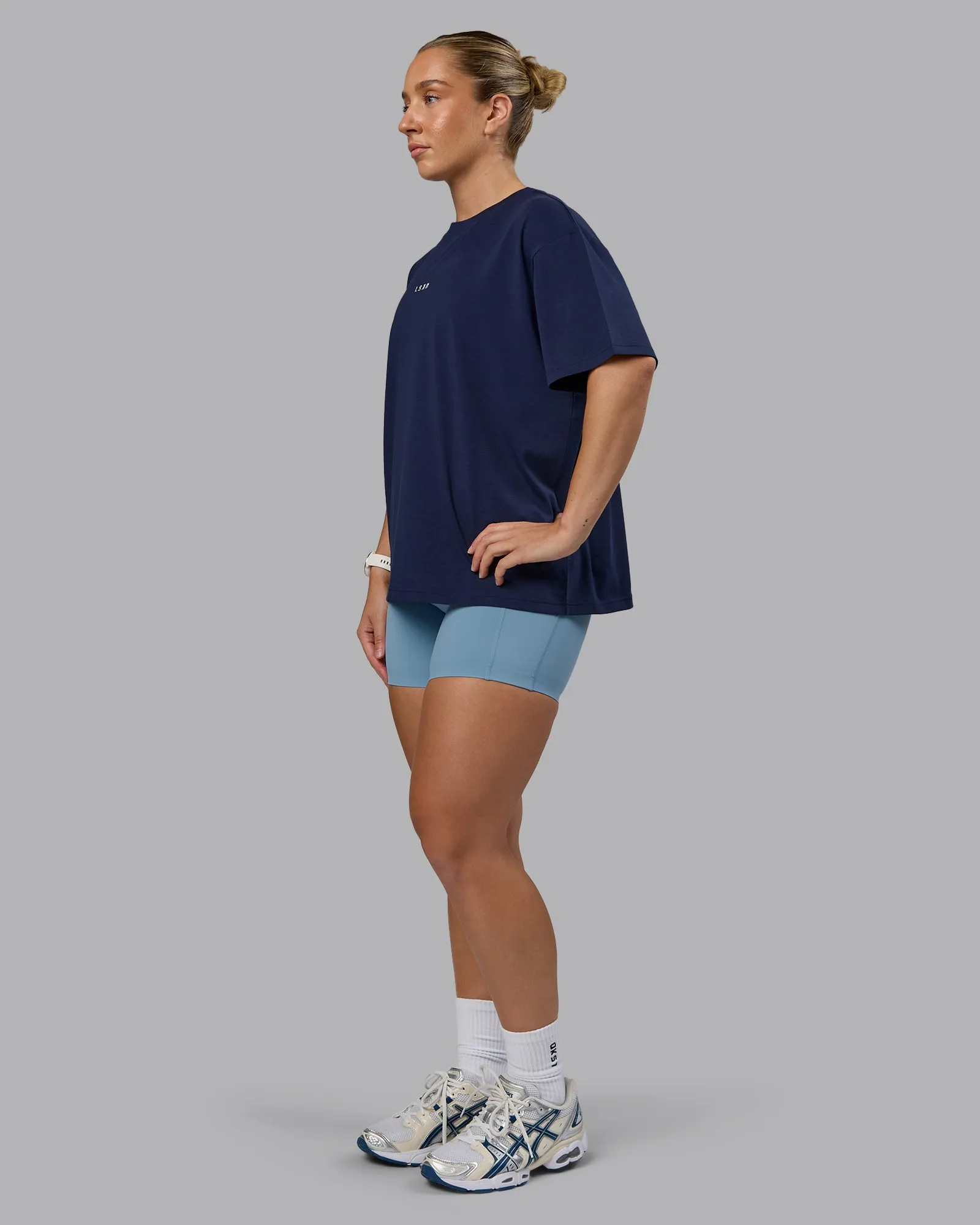 Go-To FLXCotton Oversized Tee - Future Navy-White