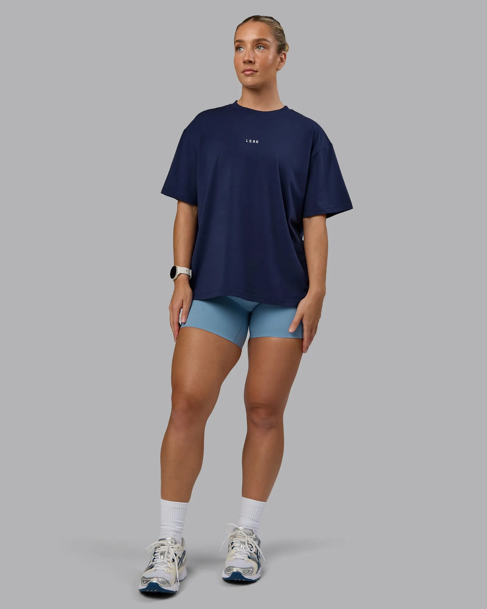 Go-To FLXCotton Oversized Tee - Future Navy-White