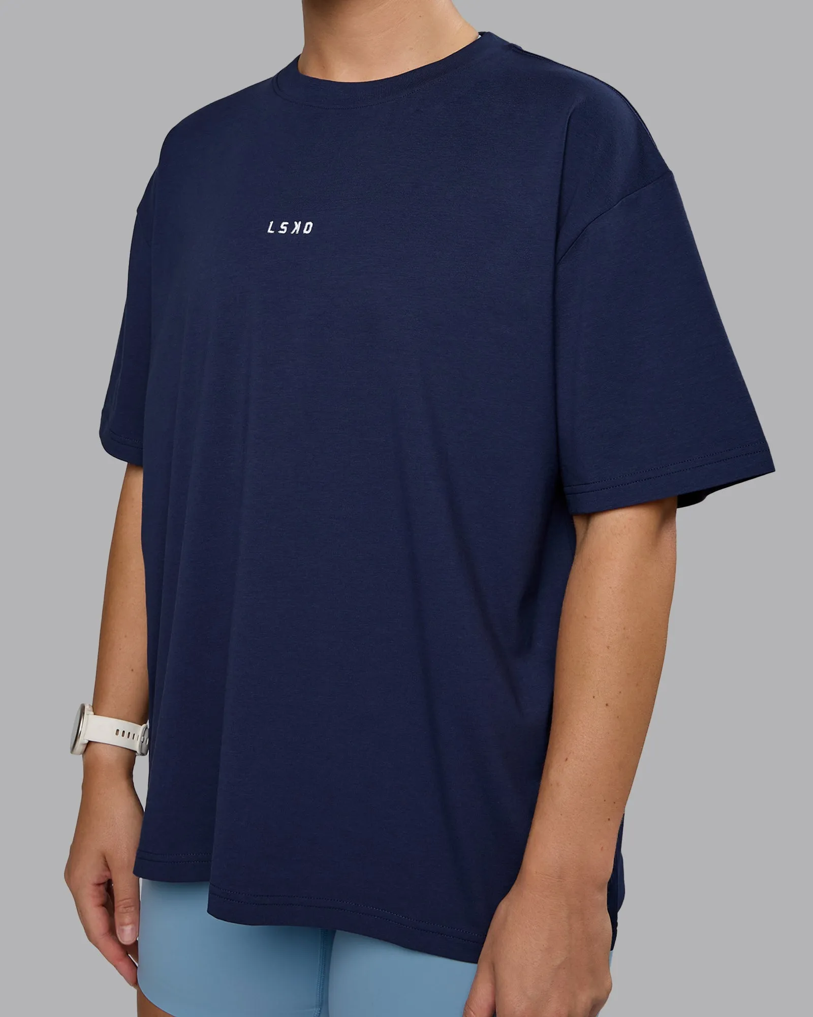 Go-To FLXCotton Oversized Tee - Future Navy-White