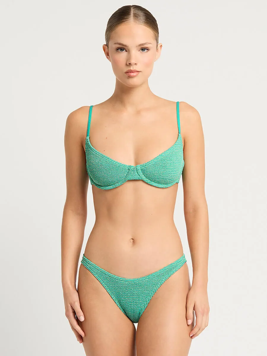 Gracie Balconette Top in Lagoon Lurex