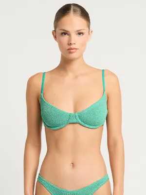 Gracie Balconette Top in Lagoon Lurex