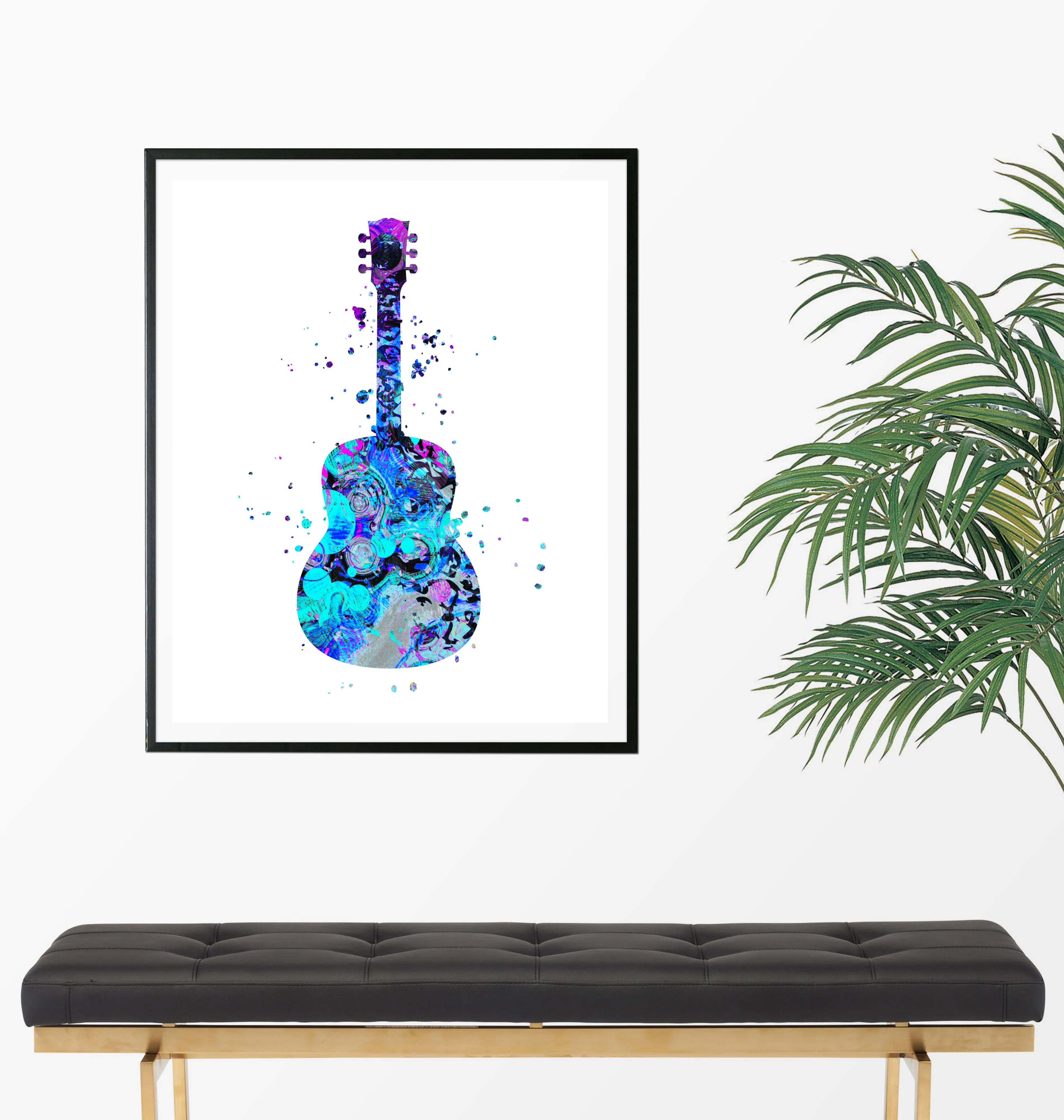 Guitar Watercolor Art Print - Unframed