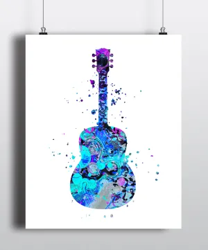 Guitar Watercolor Art Print - Unframed