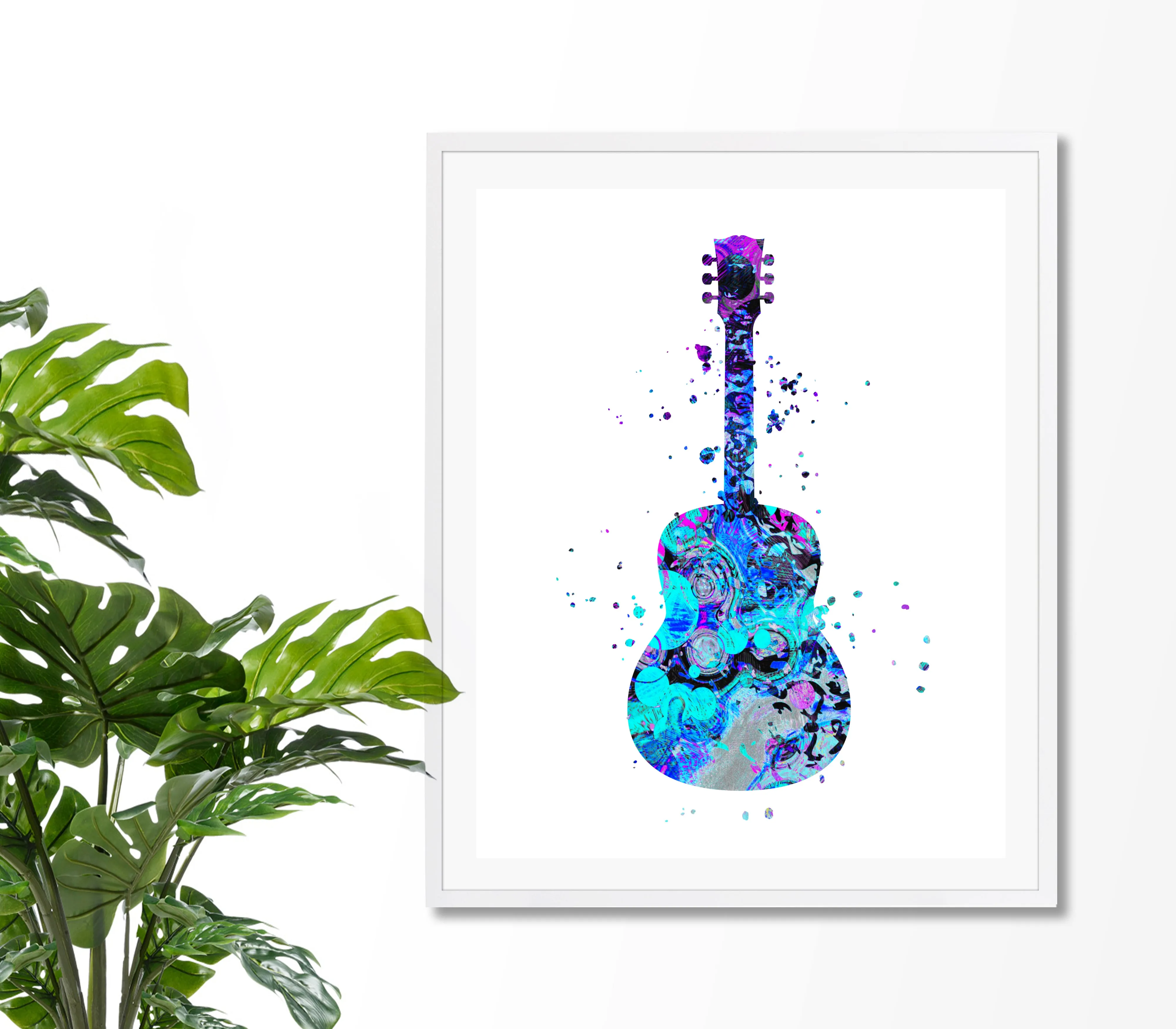 Guitar Watercolor Art Print - Unframed
