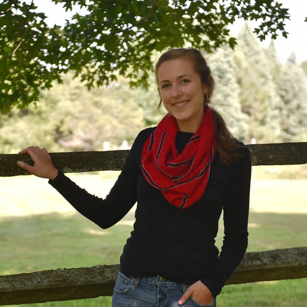 Hand Woven Infinity Scarf | Cajola Red Stripe