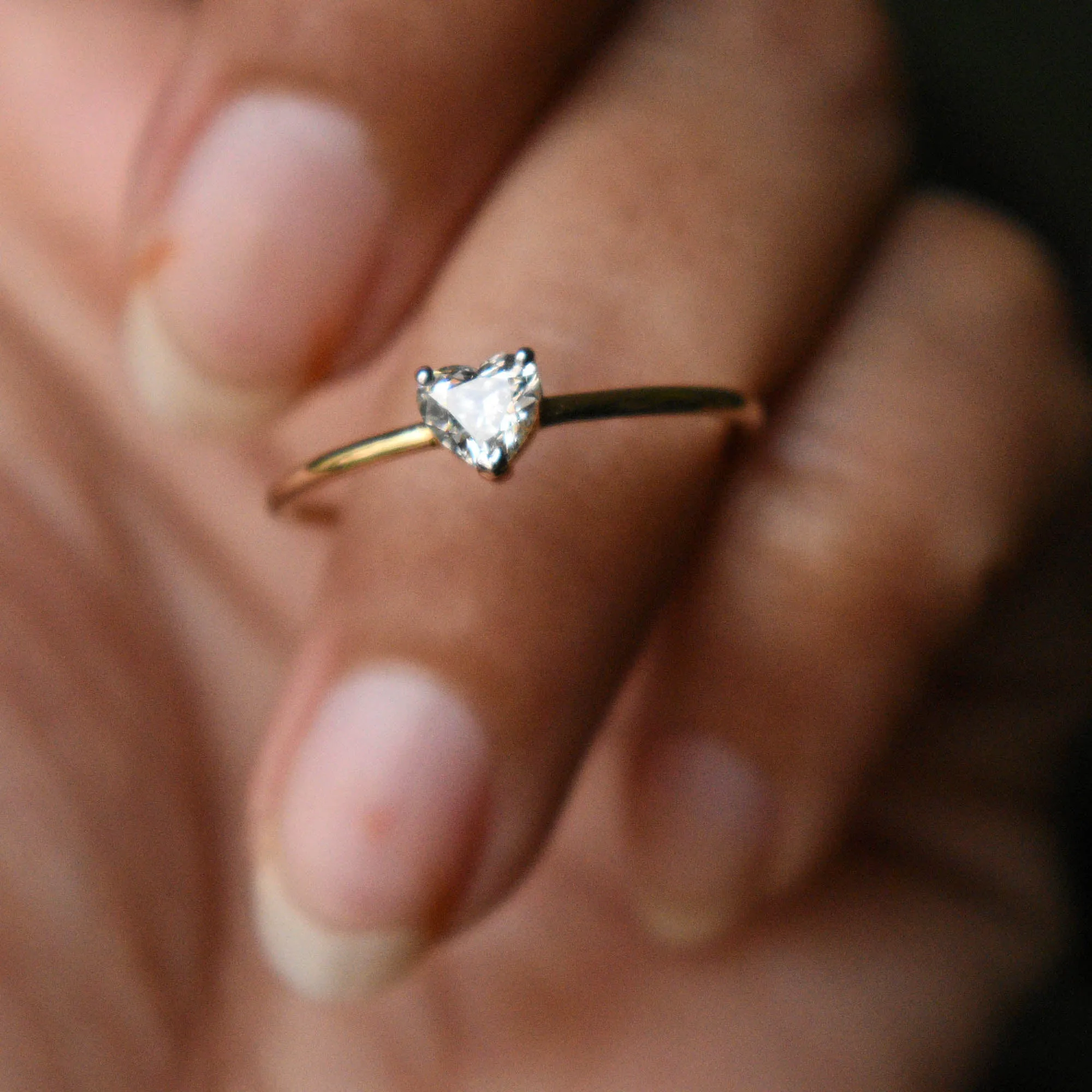 Heart Cut Diamond Minimal Dainty Engagement Ring
