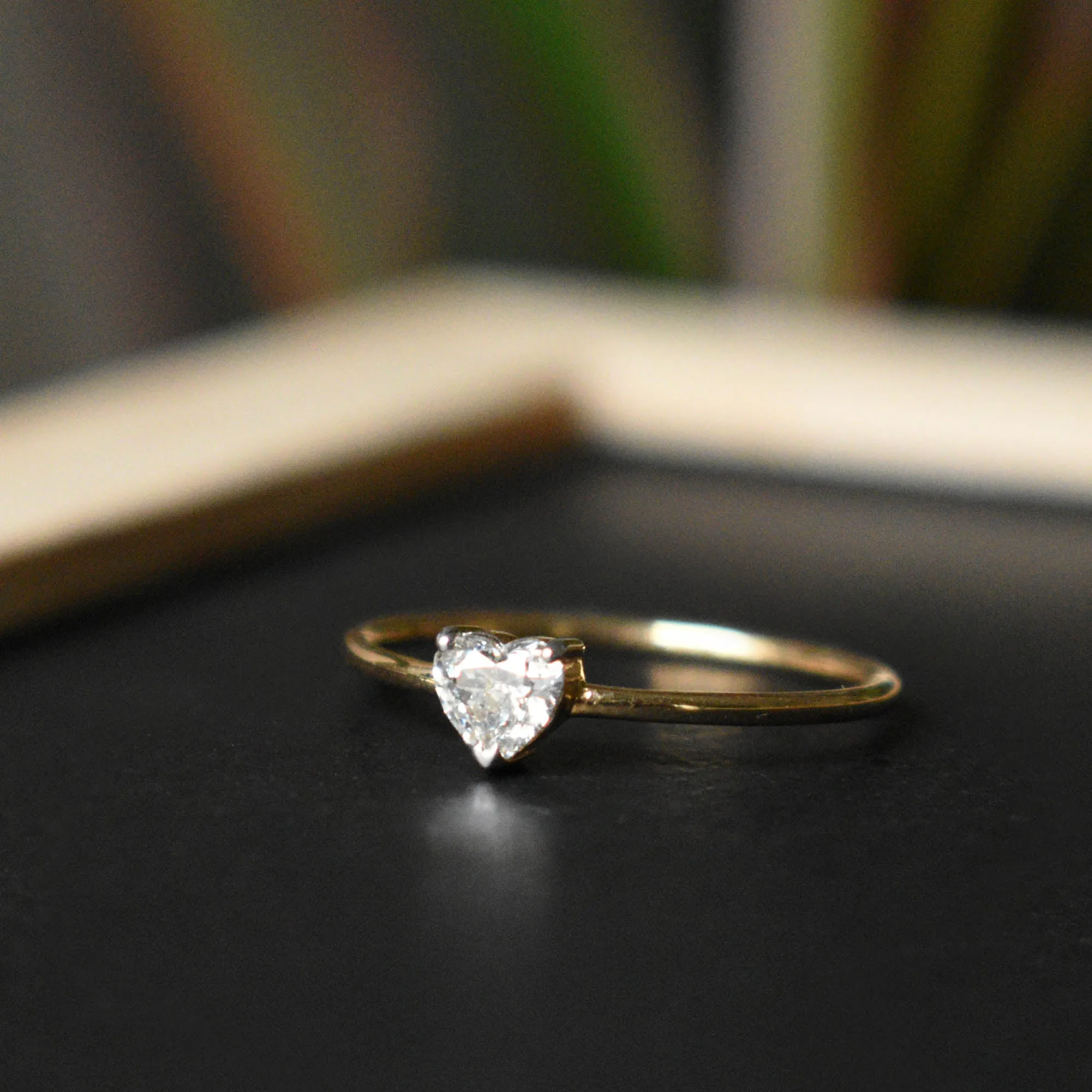 Heart Cut Diamond Minimal Dainty Engagement Ring