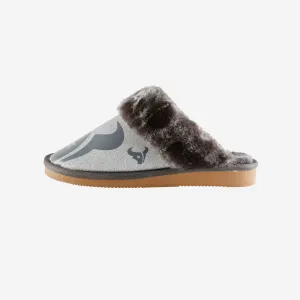 Houston Texans Womens Glitter Open Back Fur Moccasin Slipper