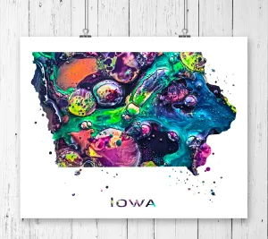 Iowa Map Art Print - Unframed