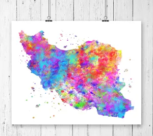 Iran Map Art Print - Unframed