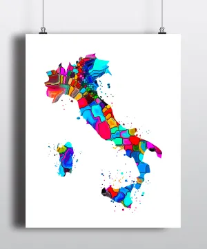 Italy Map Art Print - Unframed