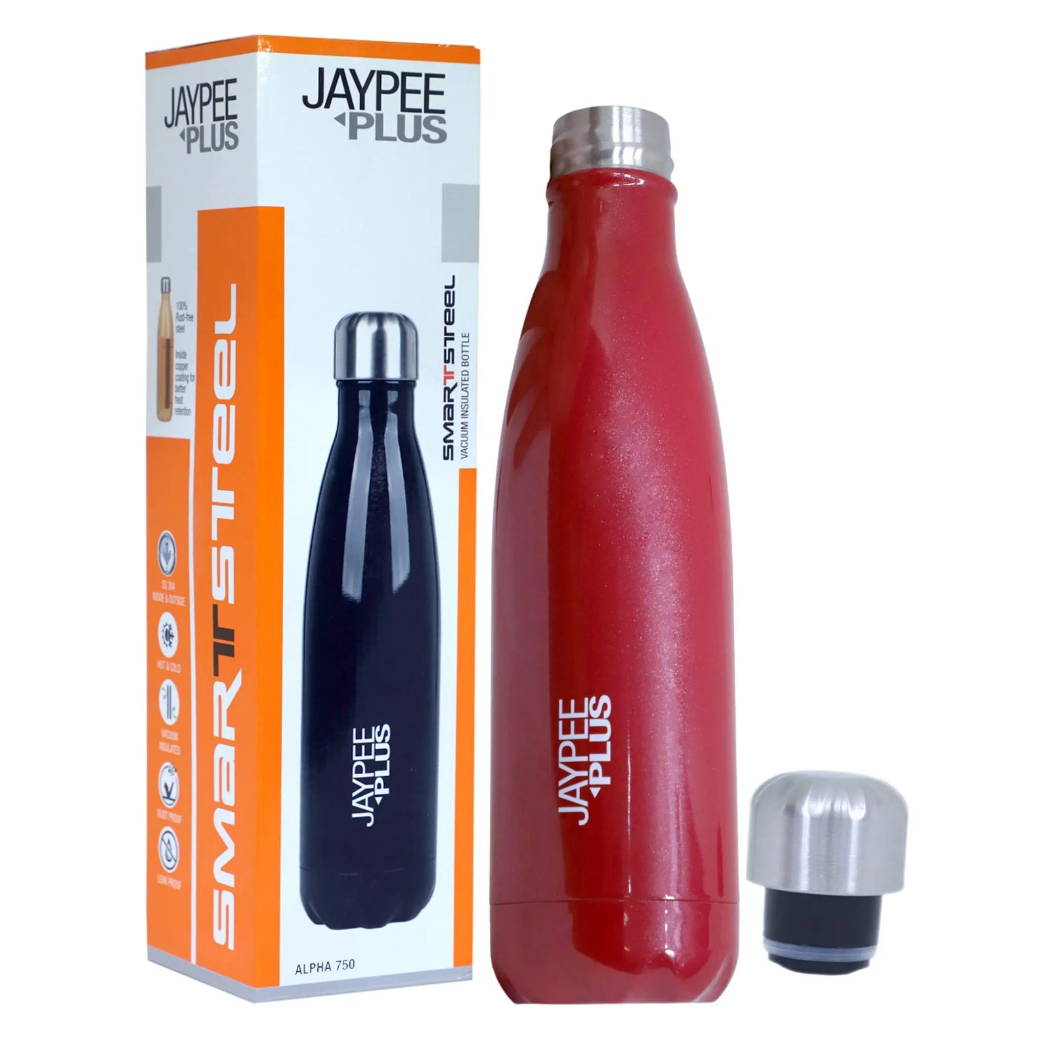Jaypee Plus Alpha 750 Stainless Steel Water Bottle, 750 ml, Cherry