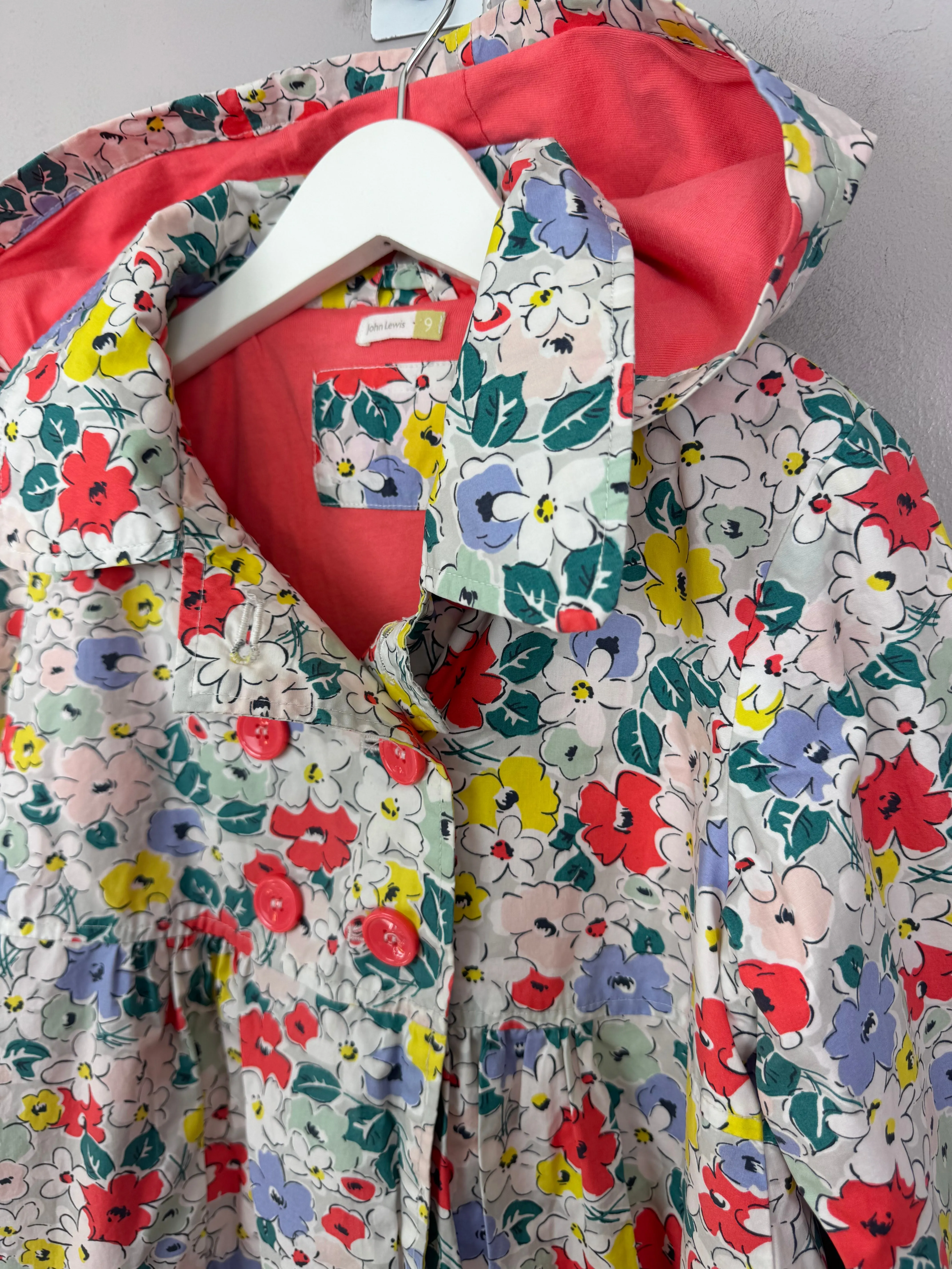 John Lewis Floral Coat 9y