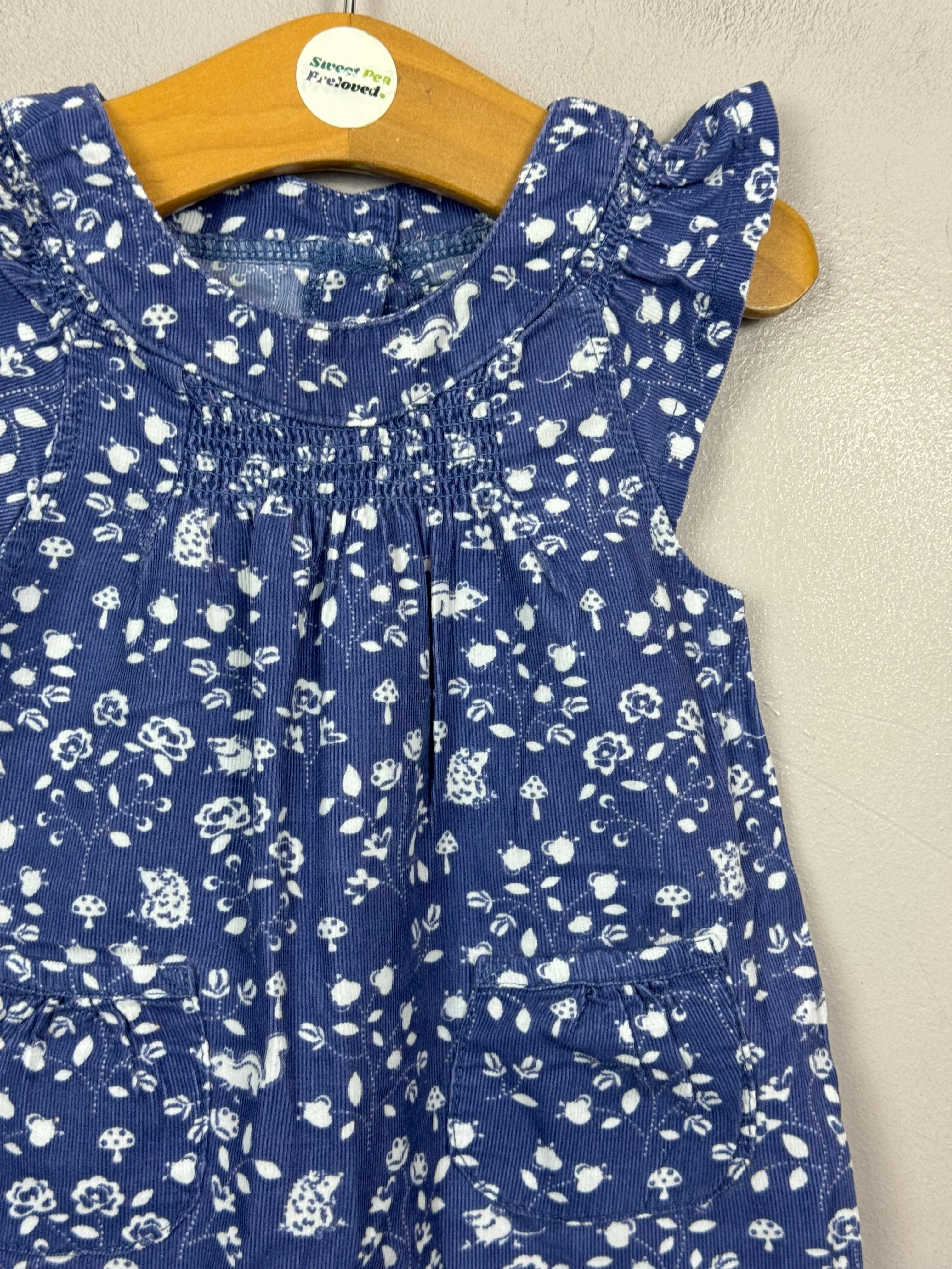 Jojo Maman Bebe blue cord dungarees 0-3m