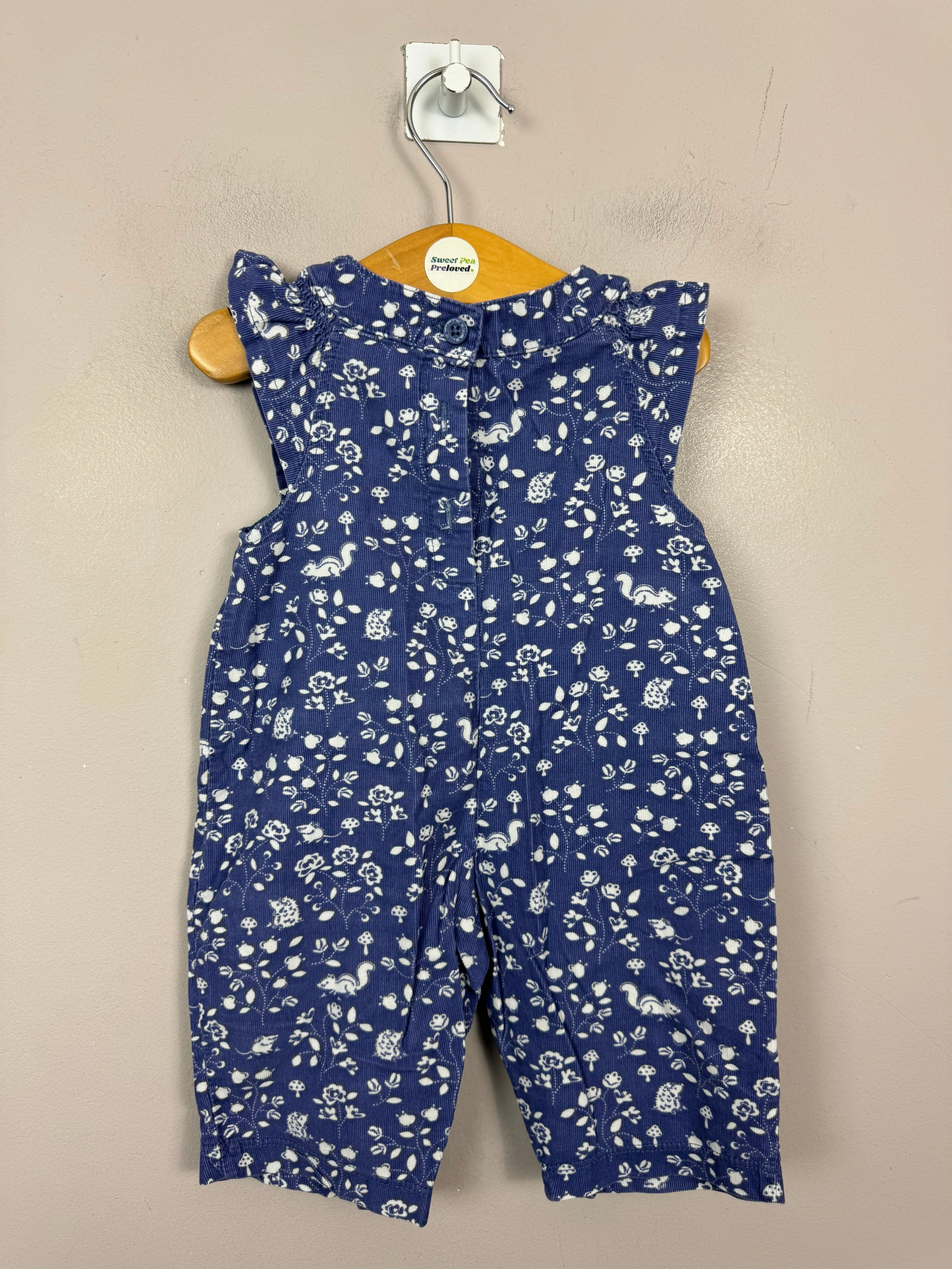 Jojo Maman Bebe blue cord dungarees 0-3m