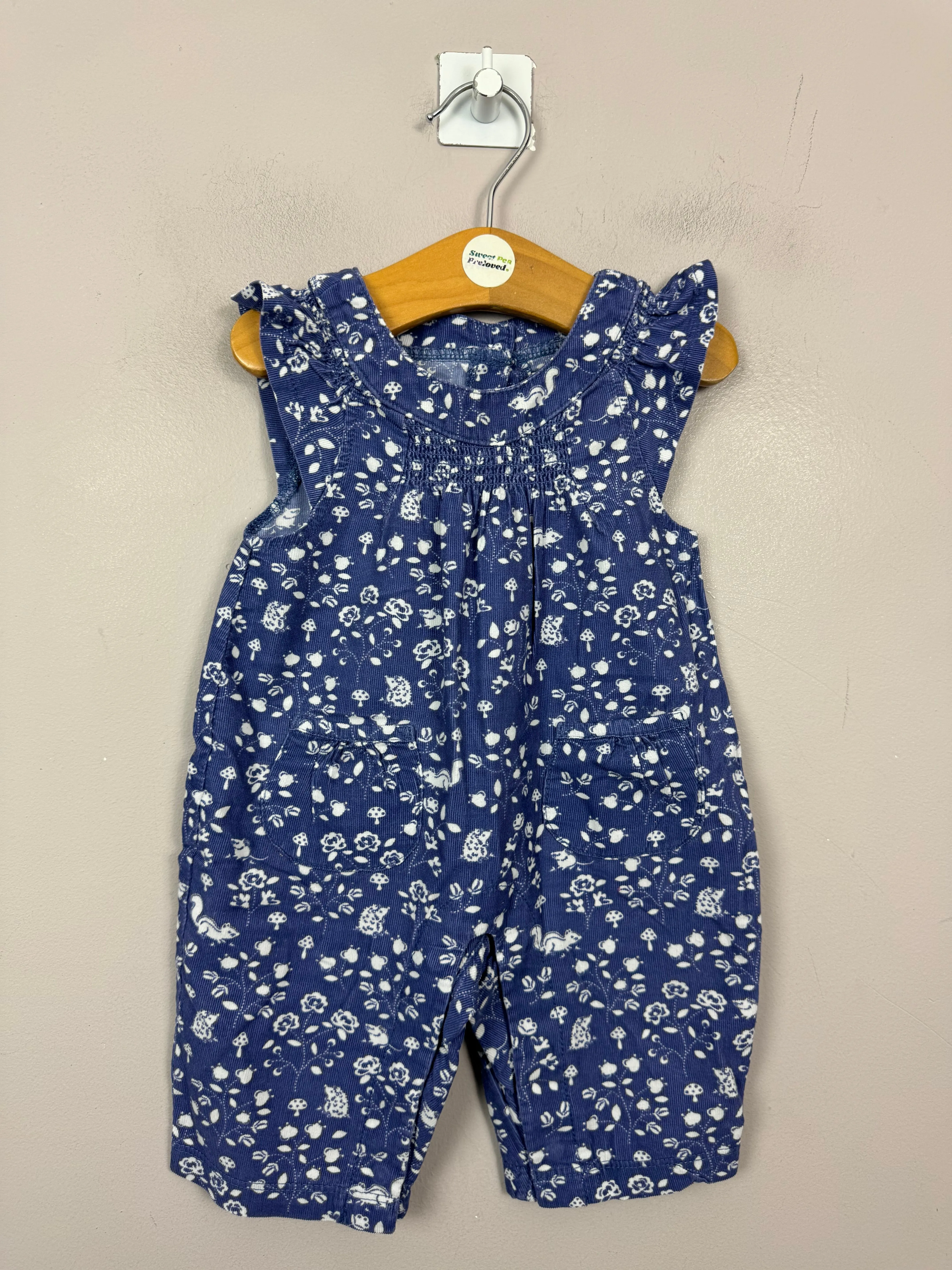 Jojo Maman Bebe blue cord dungarees 0-3m