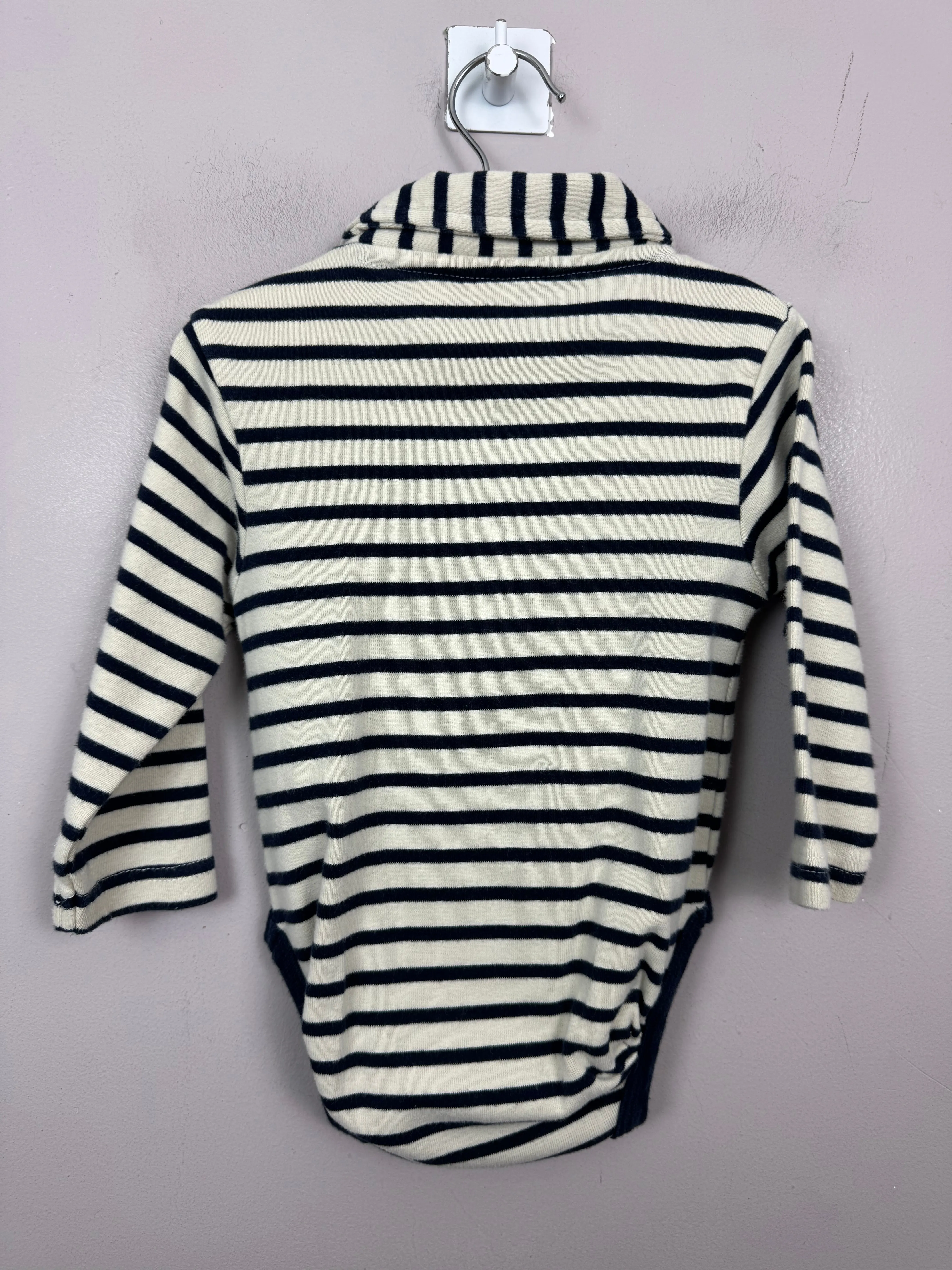 Jojo Maman Bebe Polo Bodysuit - Cream/navy 6-12m