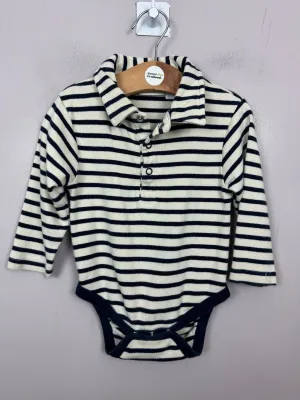 Jojo Maman Bebe Polo Bodysuit - Cream/navy 6-12m
