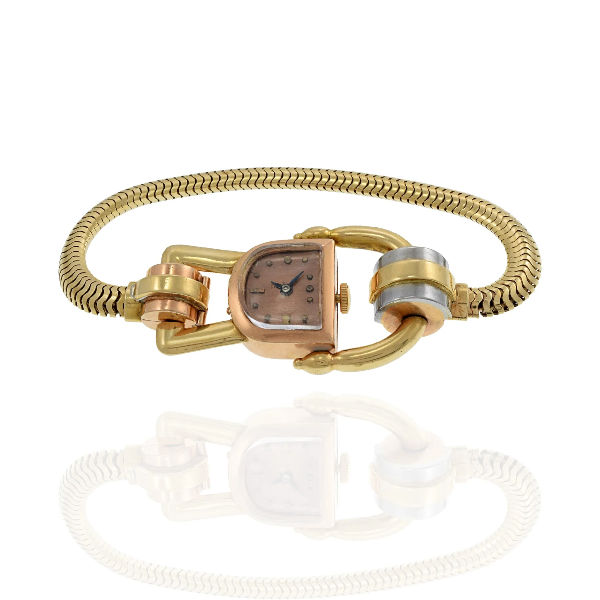 Jos Boillat Tri Color 18K Gold Manual Wind Cocktail Watch