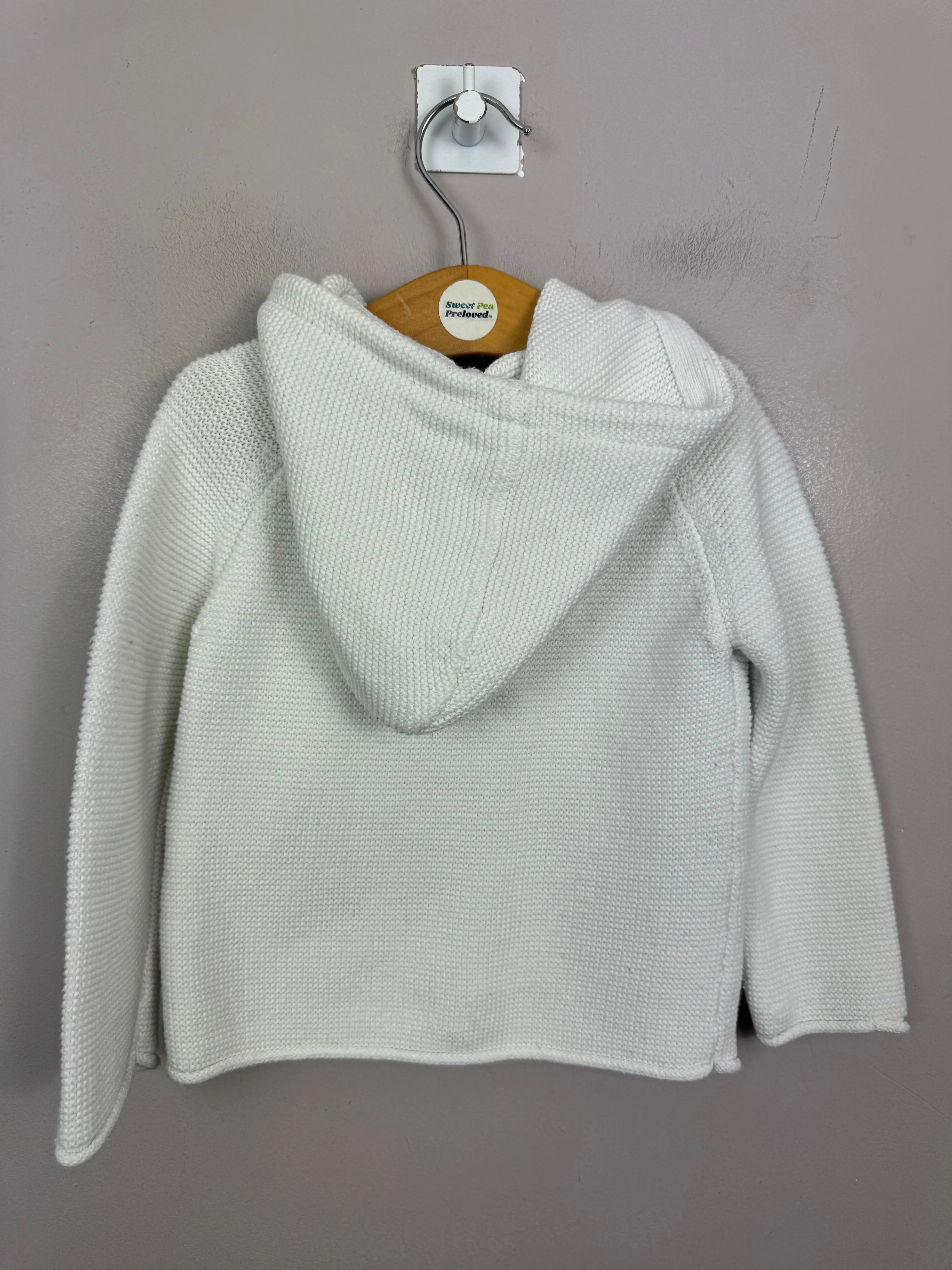 Joules White Hooded Bear Cardigan 6-9m