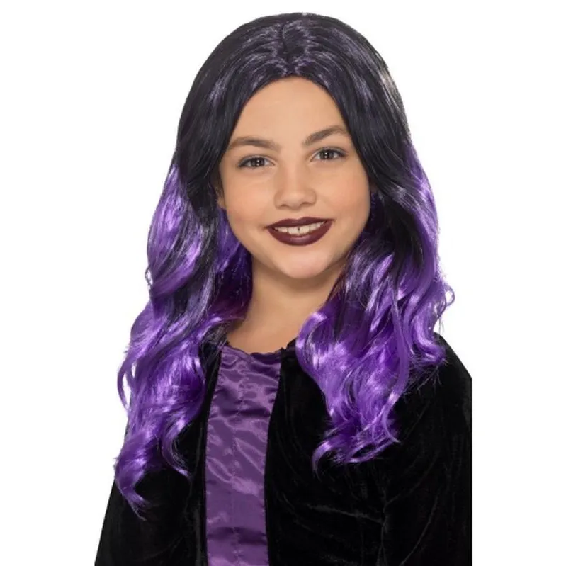 Kids Witch Wig, Black & Purple