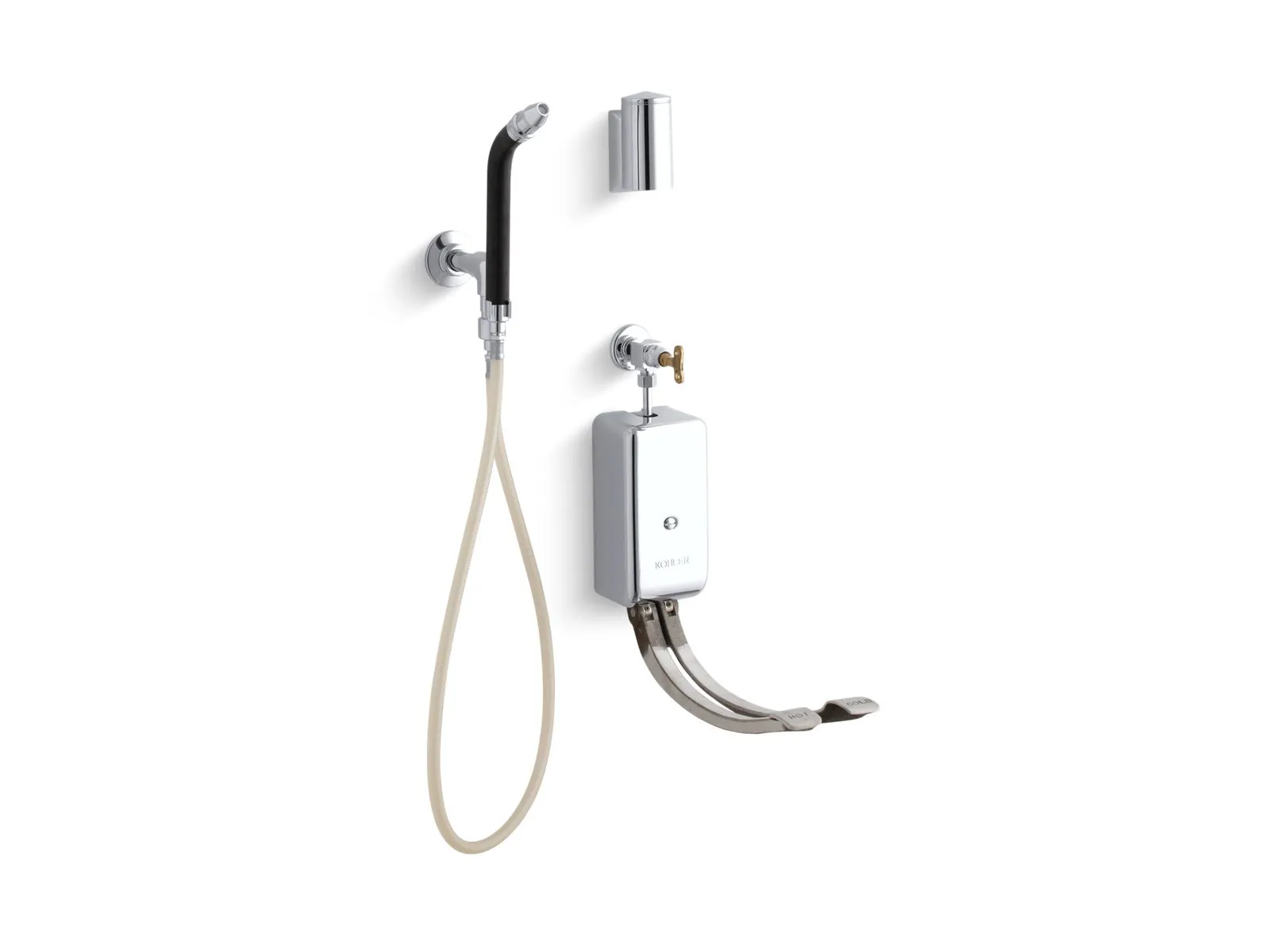 KOHLER K-13960 Bedpan washer with double foot control mixing valves and integral stops