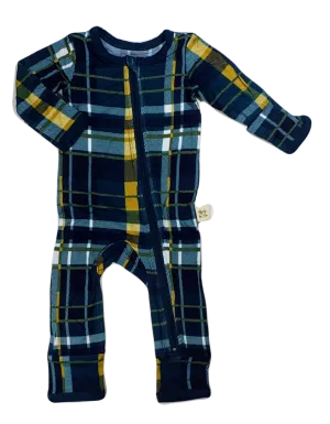 Kozi & Co Hunter & Gold Plaid Coverall with Zipper