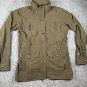 Kuhl Jacket Womens Large Green Rekon Packable Hood Utility Pockets Drawstring