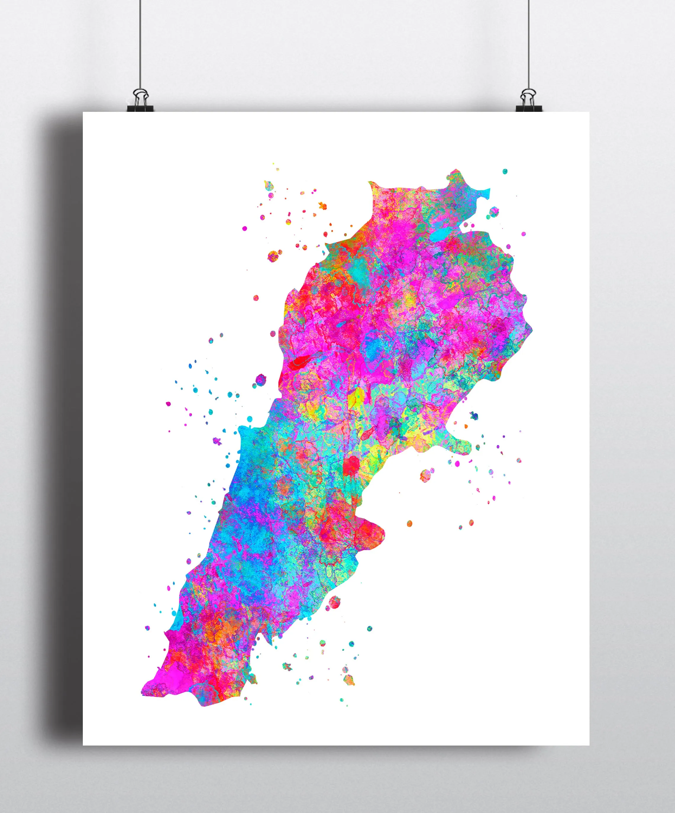 Lebanon Map Art Print - Unframed