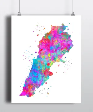 Lebanon Map Art Print - Unframed