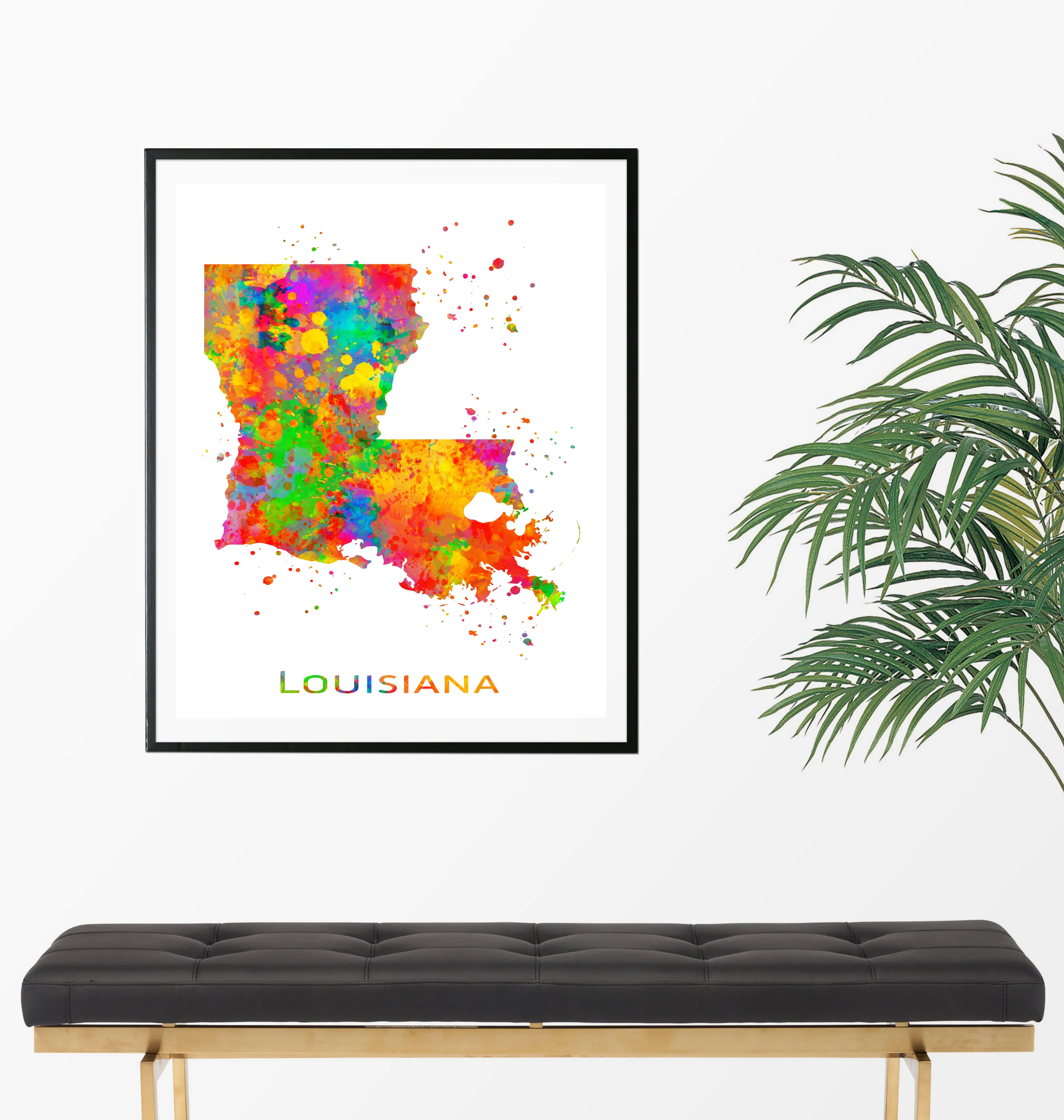 Louisiana Map Art Print - Unframed