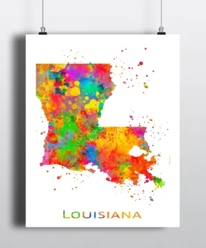 Louisiana Map Art Print - Unframed