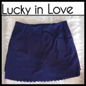 Lucky in Love Laser Cut Scallop Hem Navy Skort