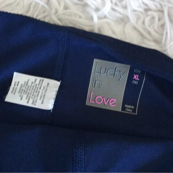 Lucky in Love Laser Cut Scallop Hem Navy Skort