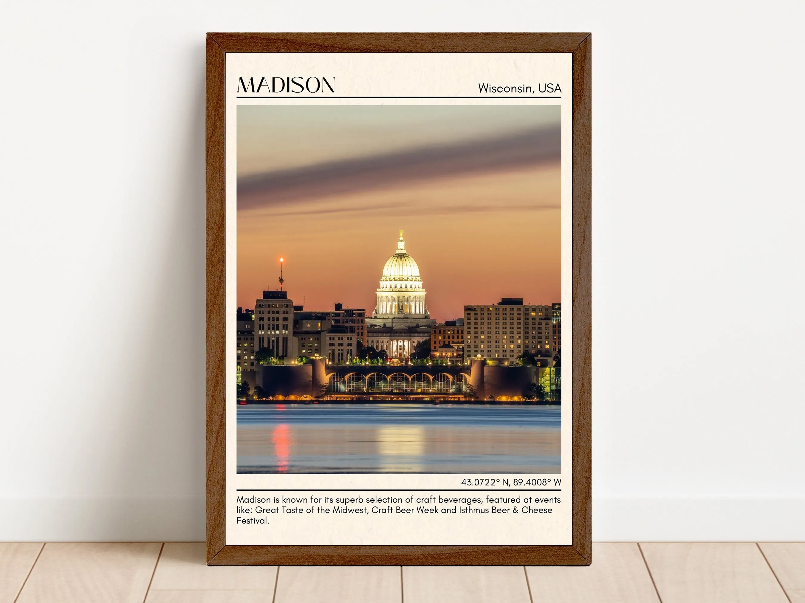 Madison Minimal Wall Art, Wisconsin, USA