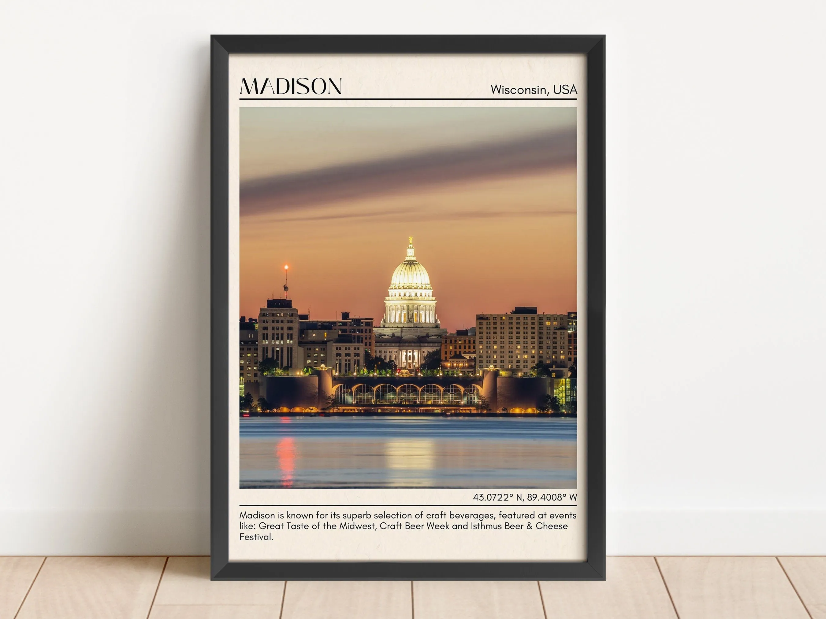 Madison Minimal Wall Art, Wisconsin, USA