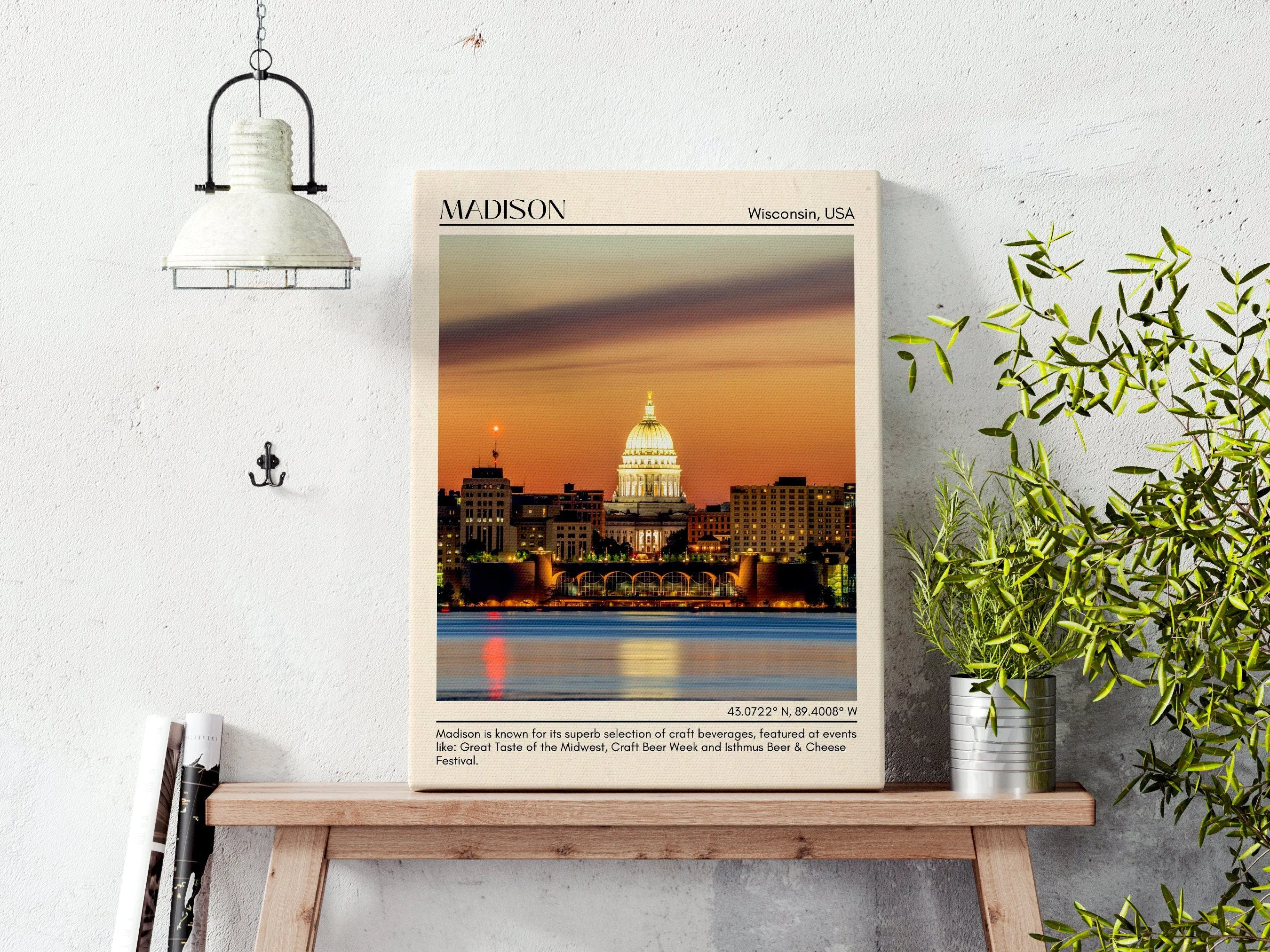 Madison Minimal Wall Art, Wisconsin, USA