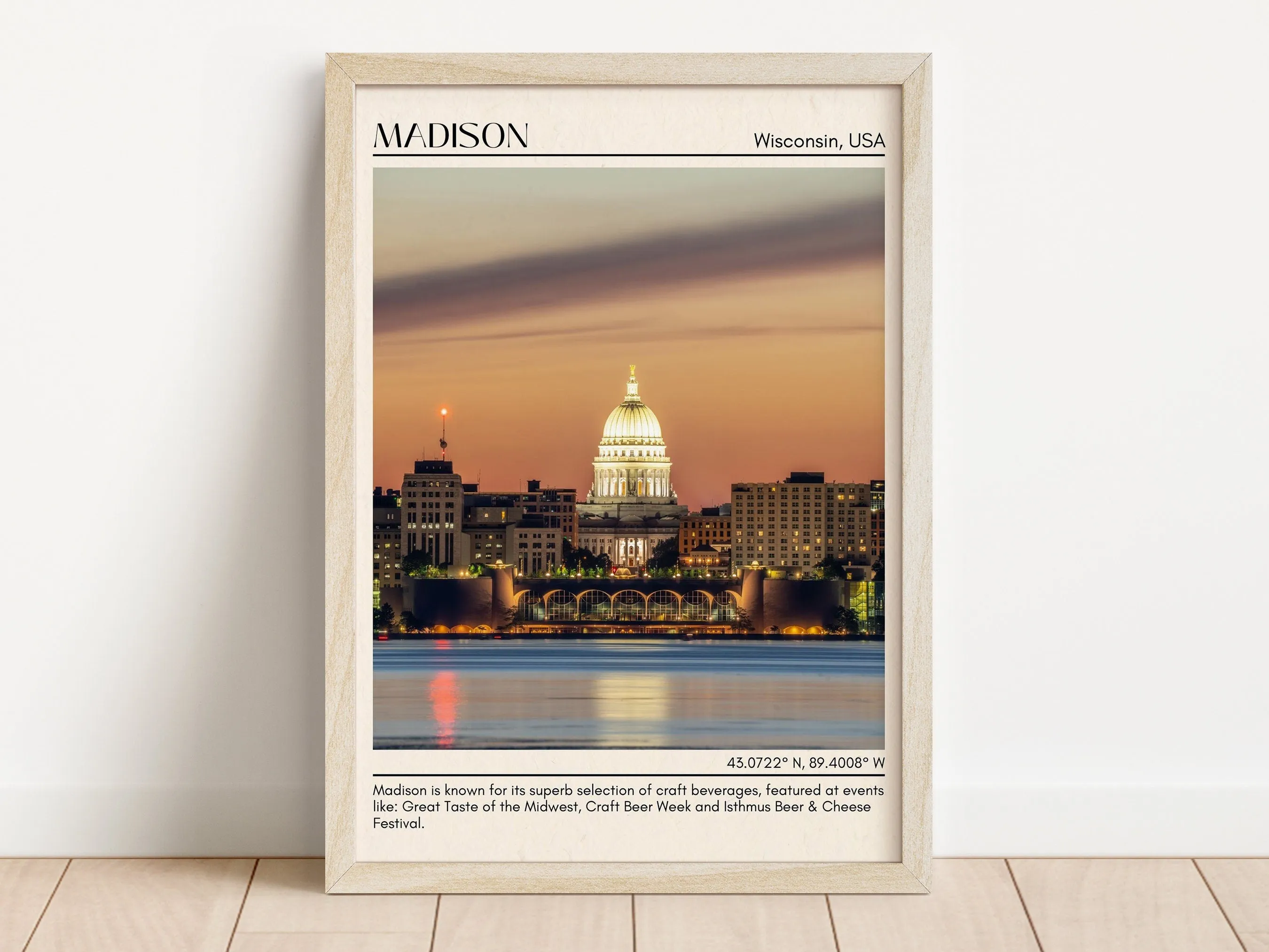 Madison Minimal Wall Art, Wisconsin, USA
