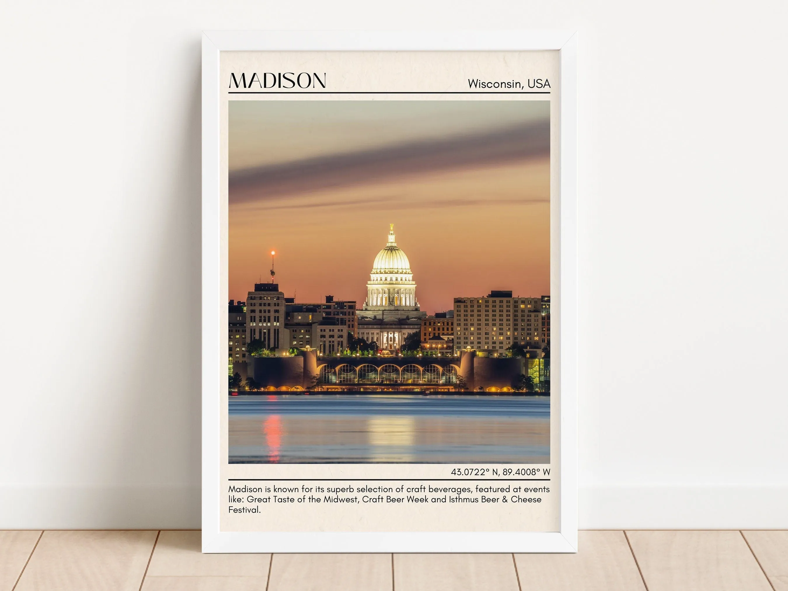 Madison Minimal Wall Art, Wisconsin, USA