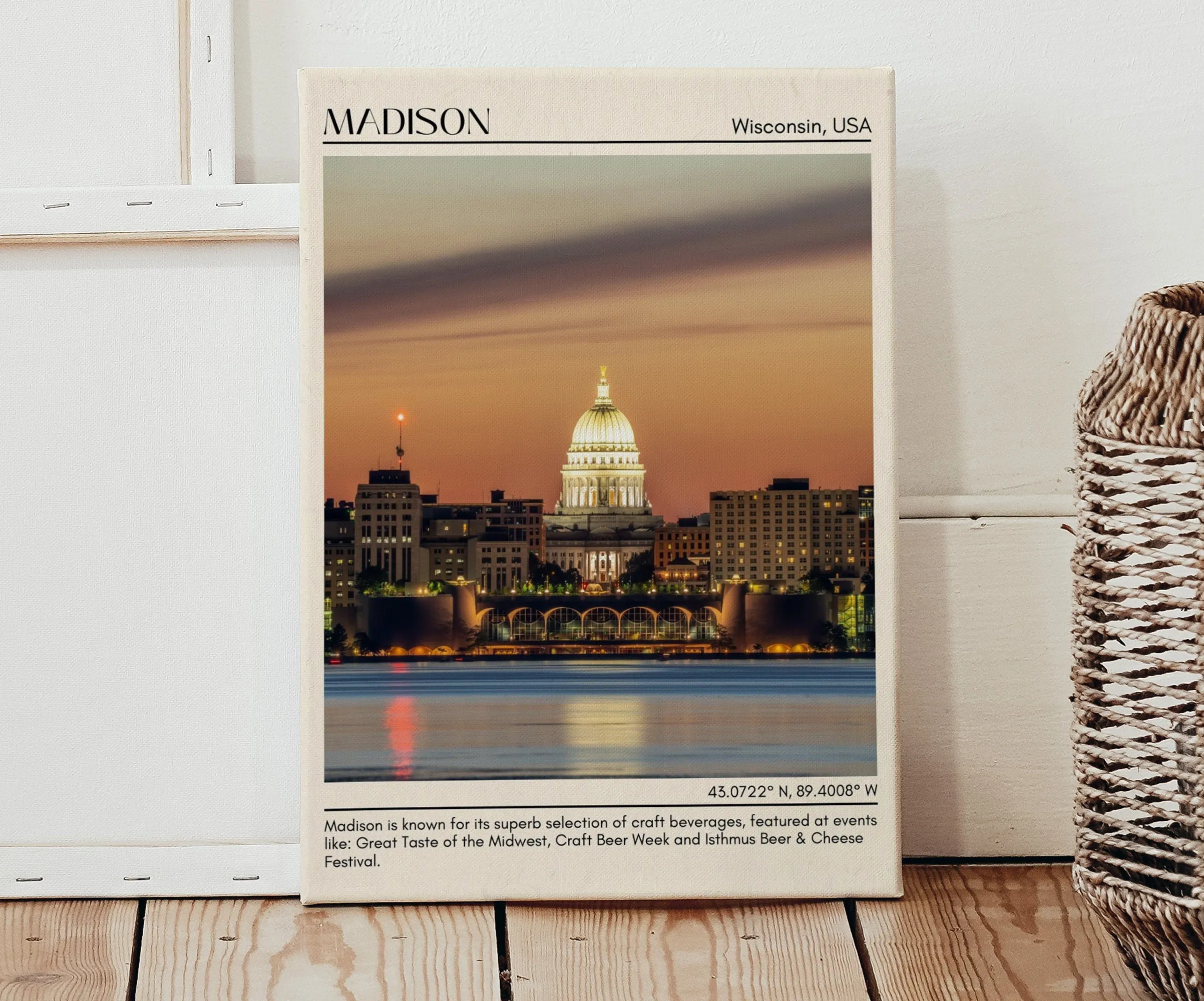 Madison Minimal Wall Art, Wisconsin, USA