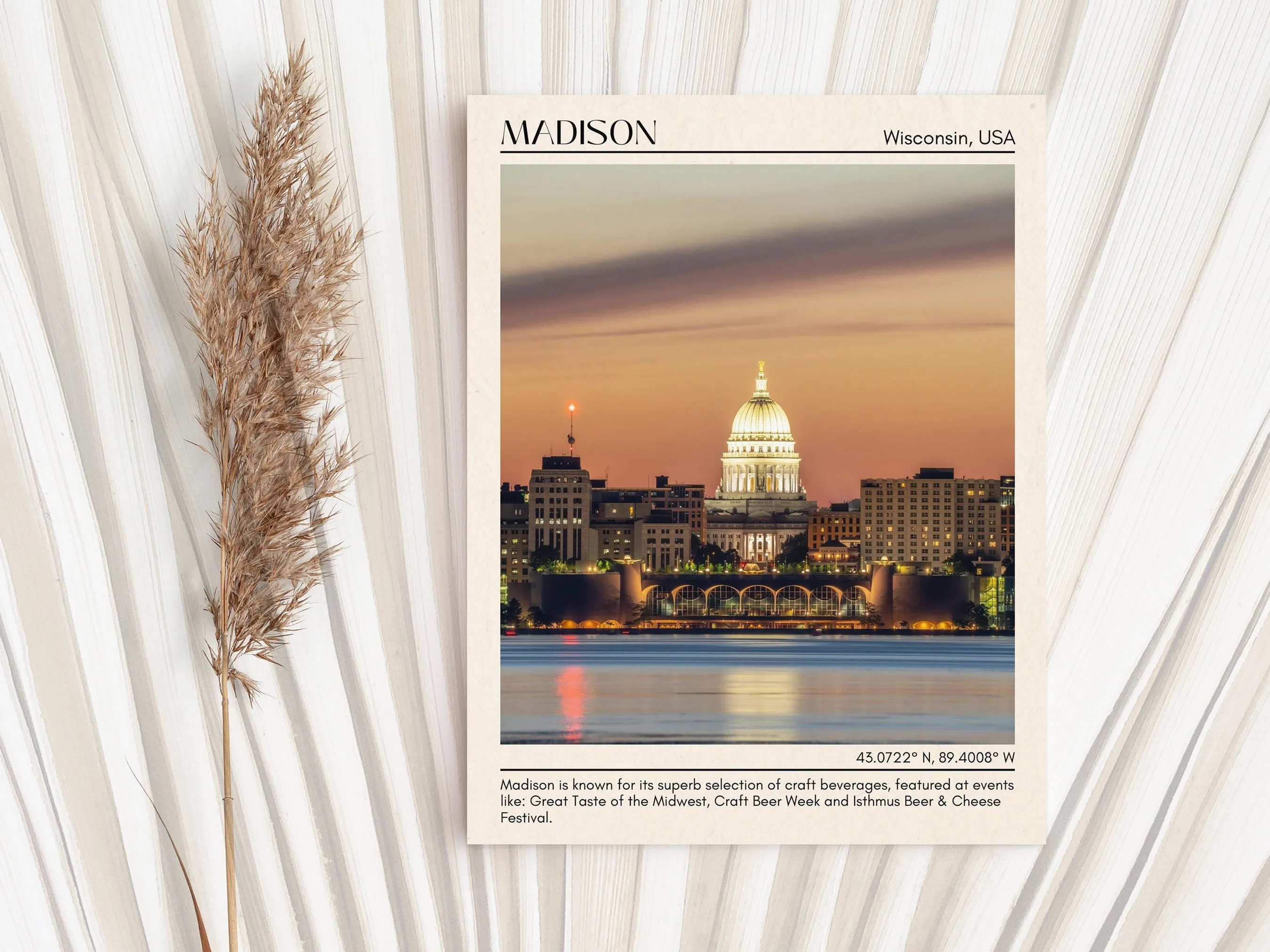 Madison Minimal Wall Art, Wisconsin, USA