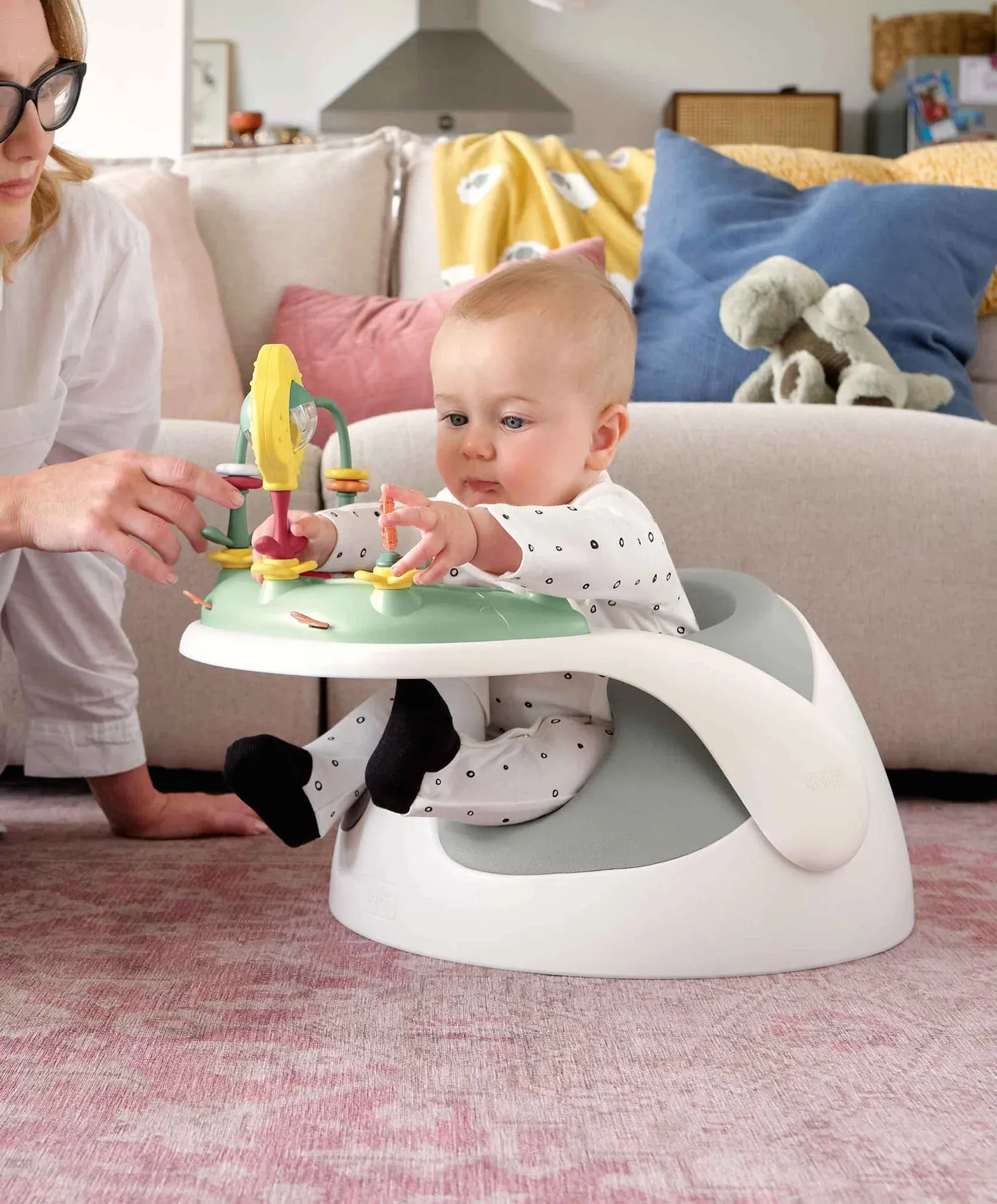 Mamas & Papas Snug Floor Seat with Activity Tray - Pebble Grey