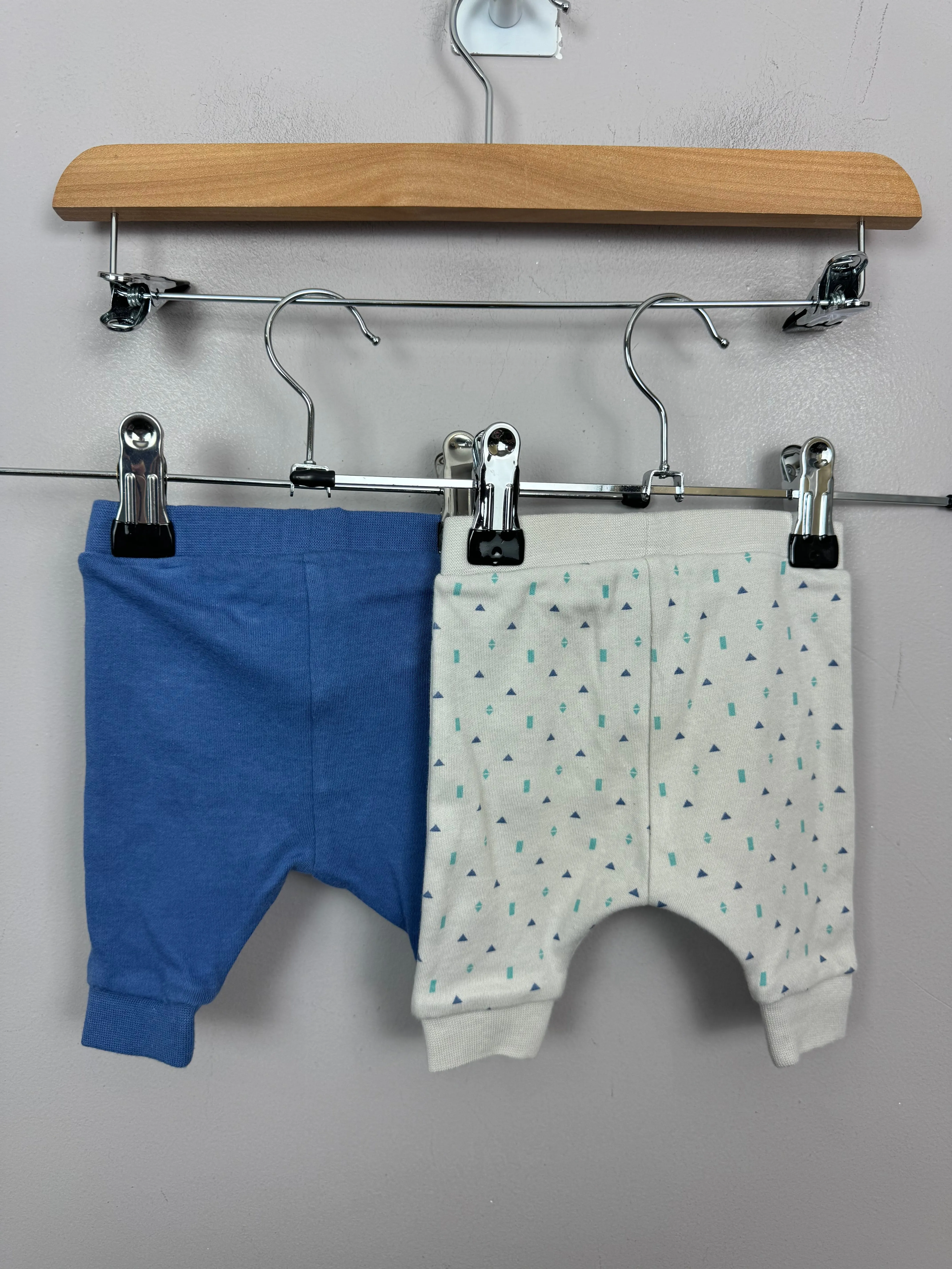 M&S 2pk bear/triangle joggers - Newborn