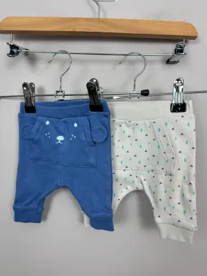M&S 2pk bear/triangle joggers - Newborn