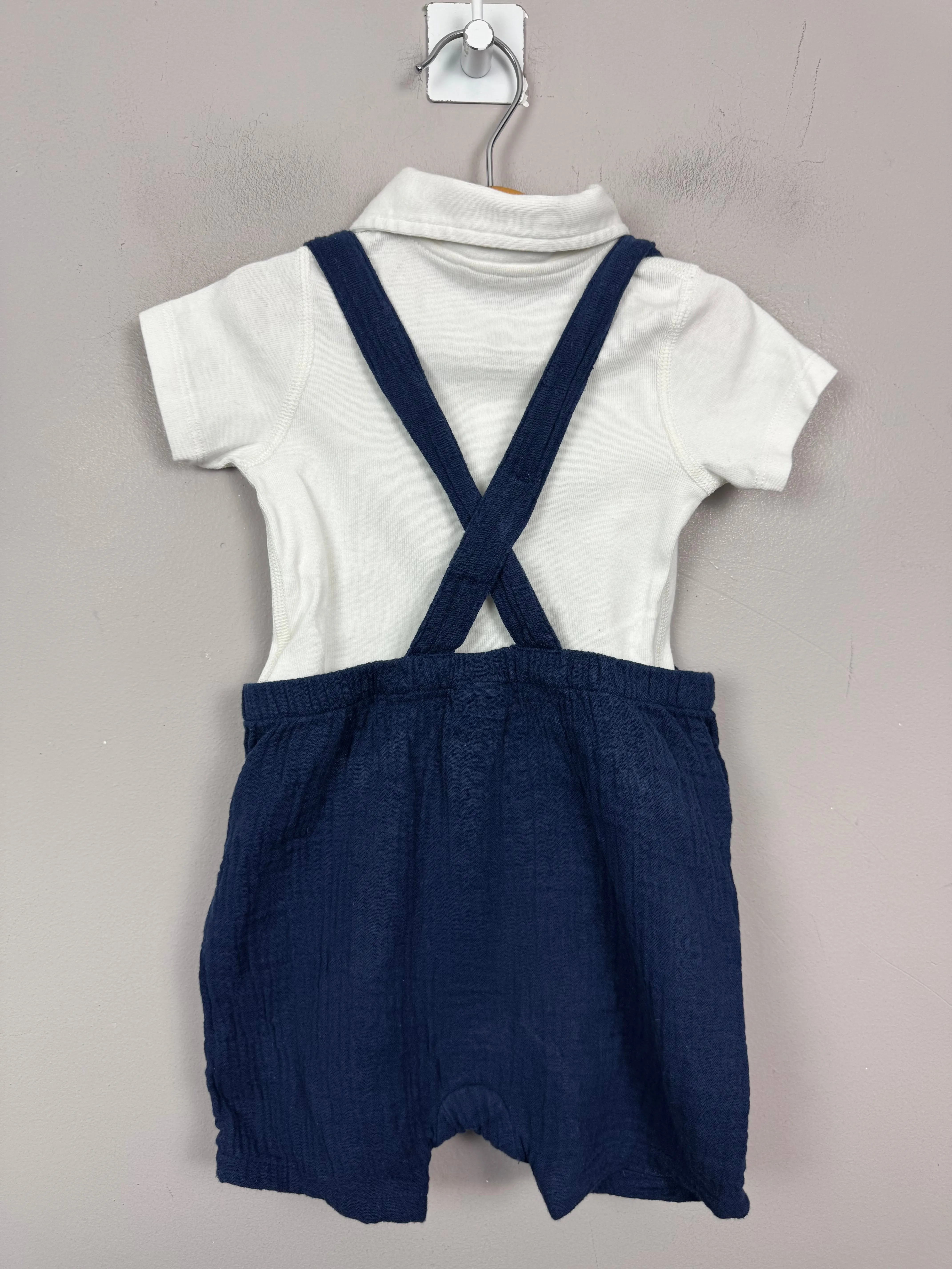 M&S Peter Rabbit Navy Dungarees 3-6m