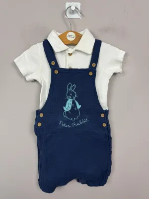 M&S Peter Rabbit Navy Dungarees 3-6m