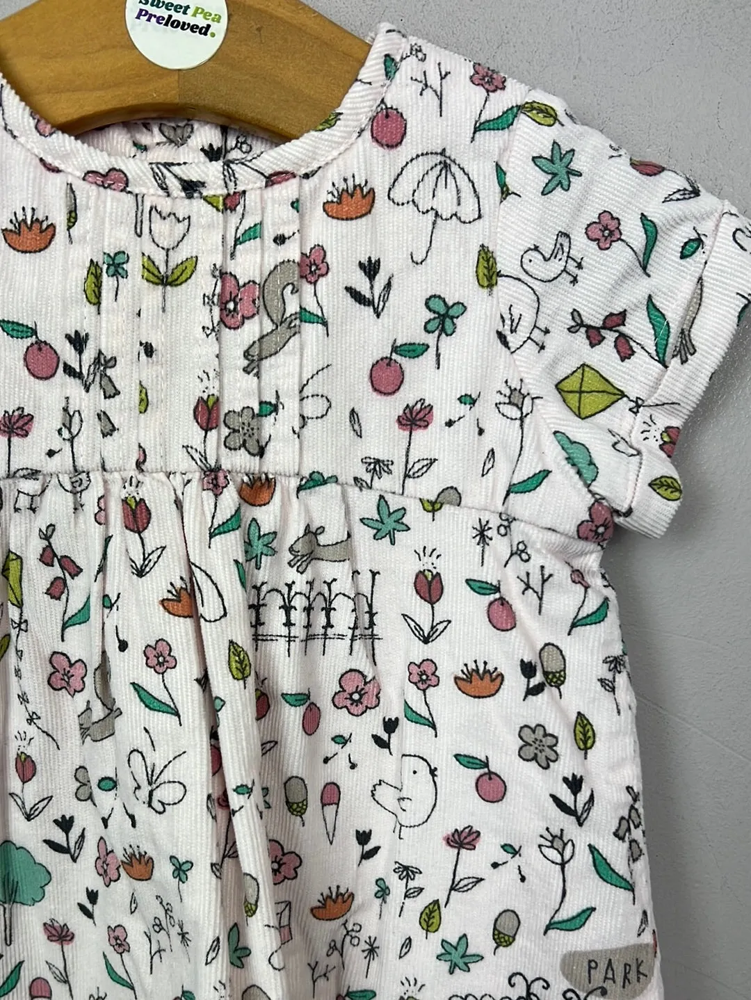 M&S pink park life needlepoint dress 0-3m
